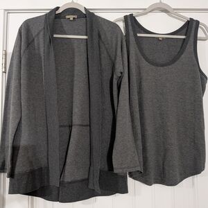 LILLA P Neutral Cotton Blend Office Comfort Long Sleeve Sweater Cardigan Set